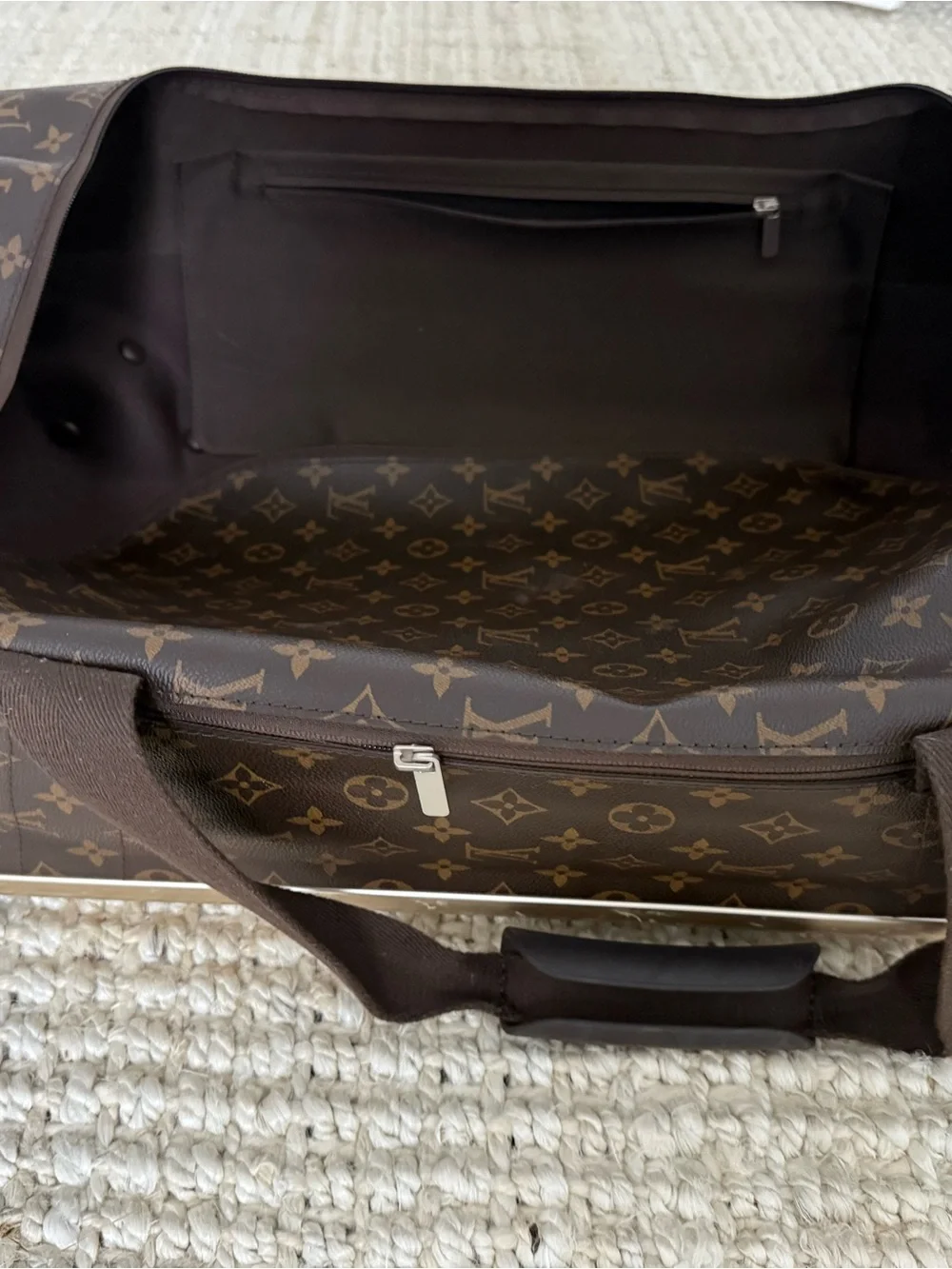 Louis Vuitton Monogram Rolling Travel Bag in Brown with Tan Trim